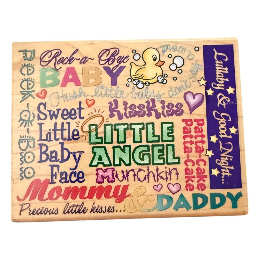 Stampendous 1998 Large Baby Block Quotes R059 Card Making Rubber Stamps
